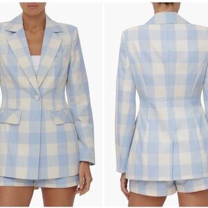 NWT Avec Les Filles Nordstrom blazer Women's Blue White Checkered jacket